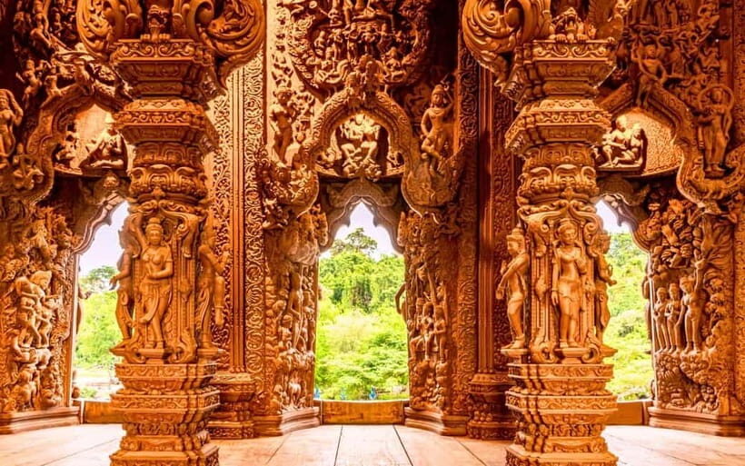 Bangkok: Pattaya Truth Sanctuary Guided Tour & Coral Island - Sanctuary of Truth: teakwood carvings, temple rules, and photo reality