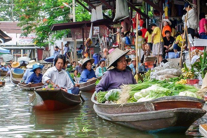 From Bangkok : Damneon Saduak Floating Market & Erawan Waterfall - Damnoen Saduak Floating Market: street food, canals, and the 150 baht reality