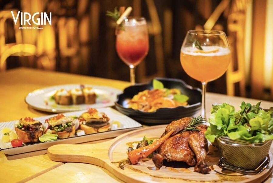 Pattaya: Virgin Rooftop - Food and Drinks: Gourmet Mix, Portion Pace, and Presentation